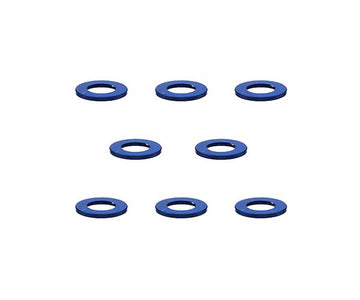 Square R/C M3 Aluminum Ball Stud Washers, 0.5mm Thick (Blue) 8 pcs.