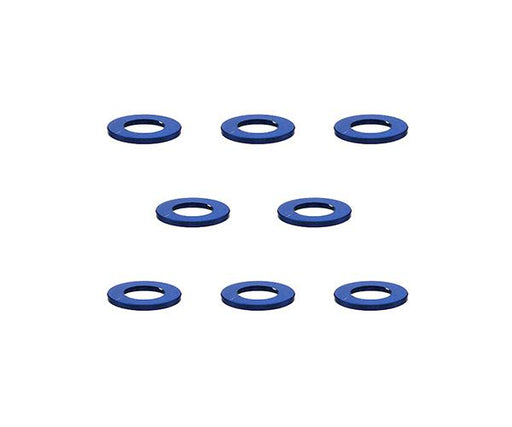 Square R/C M3 Aluminum Ball Stud Washers, 0.5mm Thick (Blue) 8 pcs.