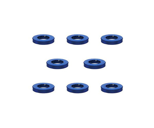 Square R/C M3 Aluminum Ball Stud Washers, 1mm Thick (Blue) 8 pcs.