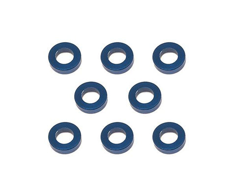 Square R/C M3 Aluminum Ball Stud Washers, 1.5mm Thick (Blue) 8 pcs.