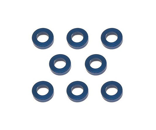 Square R/C M3 Aluminum Ball Stud Washers, 1.5mm Thick (Blue) 8 pcs.