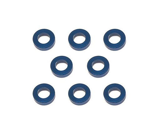 Square R/C M3 Aluminum Ball Stud Washers, 1.5mm Thick (Blue) 8 pcs.