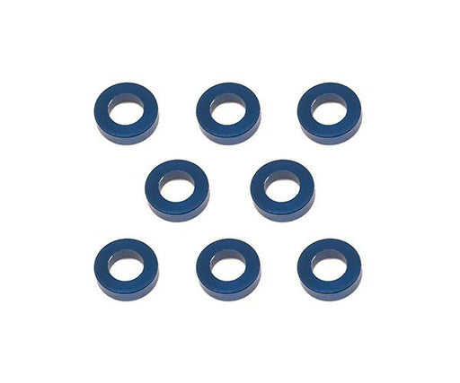 Square R/C M3 Aluminum Ball Stud Washers, 1.5mm Thick (Blue) 8 pcs.