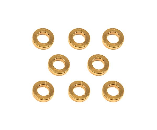 Square R/C M3 Aluminum Ball Stud Washers, 1.5mm Thick (Gold) 8 pcs.