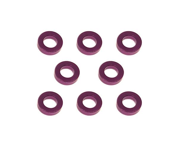 Square R/C M3 Aluminum Ball Stud Washers, 1.5mm Thick (Purple) 8 pcs.