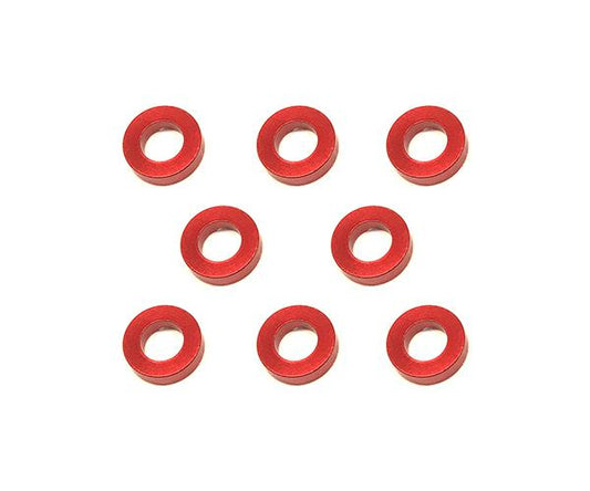 Square R/C M3 Aluminum Ball Stud Washers, 1.5mm Thick (Red) 8 pcs.