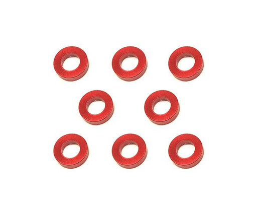 Square R/C M3 Aluminum Ball Stud Washers, 1.5mm Thick (Red) 8 pcs.