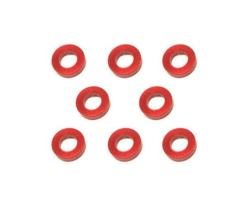 Square R/C M3 Aluminum Ball Stud Washers, 1.5mm Thick (Red) 8 pcs.
