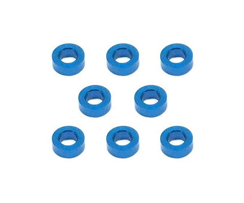 Square R/C M3 Aluminum Ball Stud Washers, 2mm Thick (Blue) 8 pcs.