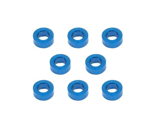 Square R/C M3 Aluminum Ball Stud Washers, 2mm Thick (Blue) 8 pcs.