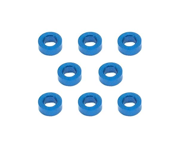 Square R/C M3 Aluminum Ball Stud Washers, 2mm Thick (Blue) 8 pcs.