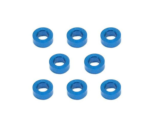 Square R/C M3 Aluminum Ball Stud Washers, 2mm Thick (Blue) 8 pcs.