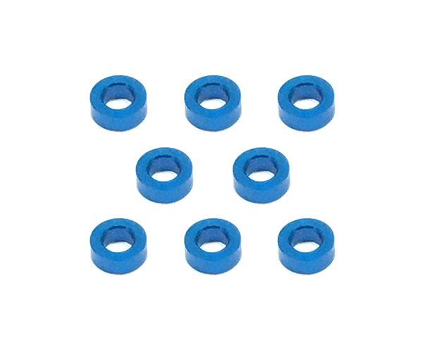 Square R/C M3 Aluminum Ball Stud Washers, 2mm Thick (Blue) 8 pcs.