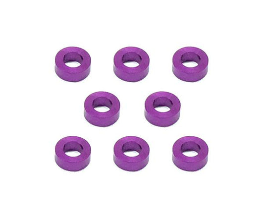 Square R/C M3 Aluminum Ball Stud Washers, 2mm Thick (Purple) 8 pcs.