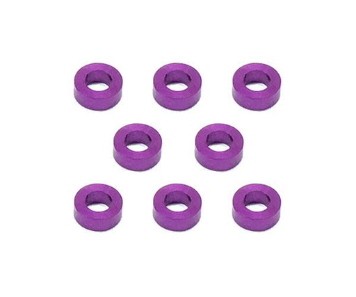 Square R/C M3 Aluminum Ball Stud Washers, 2mm Thick (Purple) 8 pcs.