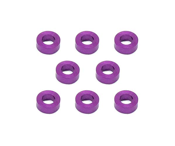 Square R/C M3 Aluminum Ball Stud Washers, 2mm Thick (Purple) 8 pcs.