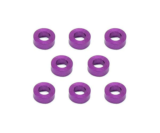 Square R/C M3 Aluminum Ball Stud Washers, 2mm Thick (Purple) 8 pcs.