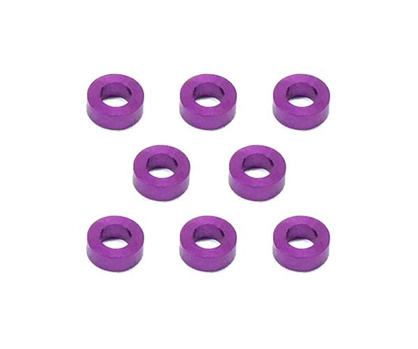 Square R/C M3 Aluminum Ball Stud Washers, 2mm Thick (Purple) 8 pcs.