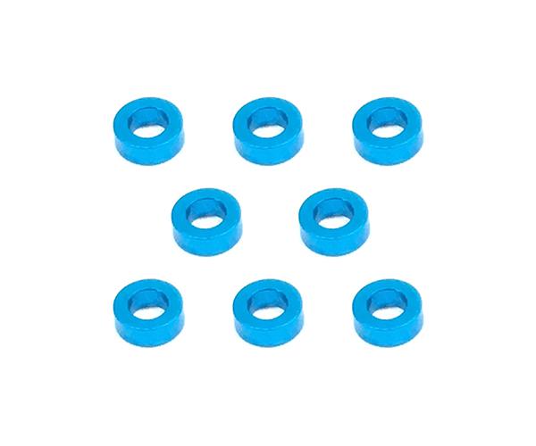 Square R/C M3 Aluminum Ball Stud Washers, 2mm Thick (Light Blue) 8 pcs.