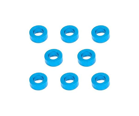 Square R/C M3 Aluminum Ball Stud Washers, 2mm Thick (Light Blue) 8 pcs.
