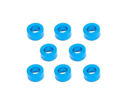 Square R/C M3 Aluminum Ball Stud Washers, 2.5mm Thick (Light Blue) 8 pcs.