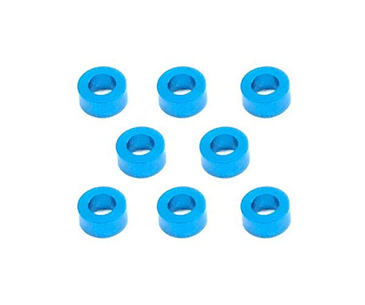 Square R/C M3 Aluminum Ball Stud Washers, 2.5mm Thick (Light Blue) 8 pcs.