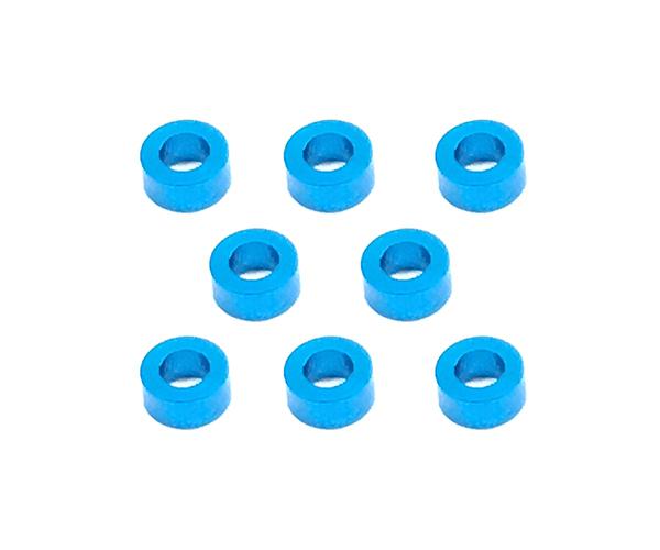 Square R/C M3 Aluminum Ball Stud Washers, 2.5mm Thick (Light Blue) 8 pcs.