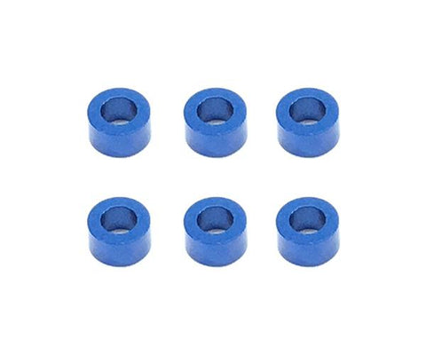 Square R/C M3 Aluminum Ball Stud Washers, 3mm Thick (Blue) 6 pcs.