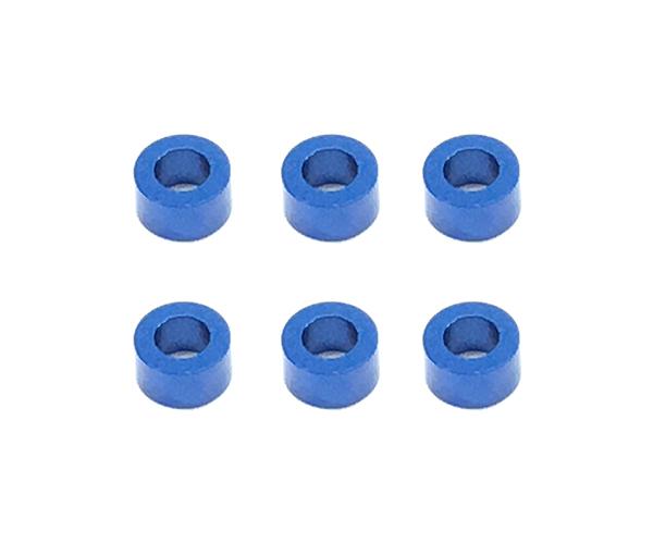 Square R/C M3 Aluminum Ball Stud Washers, 3mm Thick (Blue) 6 pcs.