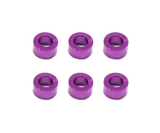 Square R/C M3 Aluminum Ball Stud Washers, 3mm Thick (Purple) 6 pcs.