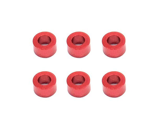 Square R/C M3 Aluminum Ball Stud Washers, 3mm Thick (Red) 6 pcs.