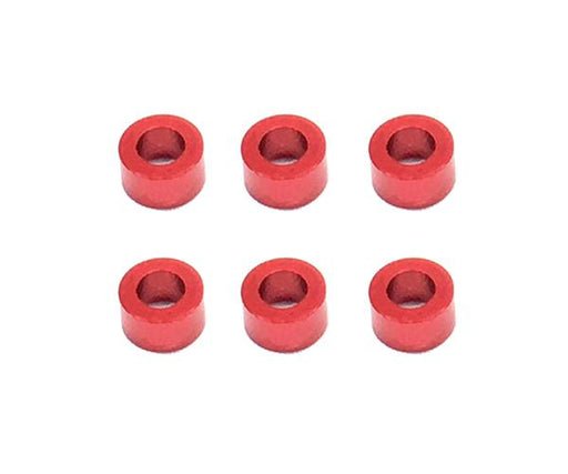 Square R/C M3 Aluminum Ball Stud Washers, 3mm Thick (Red) 6 pcs.