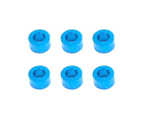 Square R/C M3 Aluminum Ball Stud Washers, 3mm Thick (Light Blue) 6 pcs.