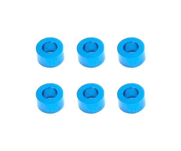 Square R/C M3 Aluminum Ball Stud Washers, 3mm Thick (Light Blue) 6 pcs.