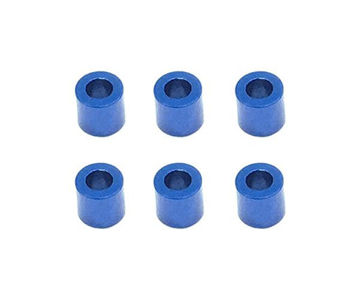 Square R/C M3 Aluminum Ball Stud Washers, 5mm Thick (Blue) 6 pcs.