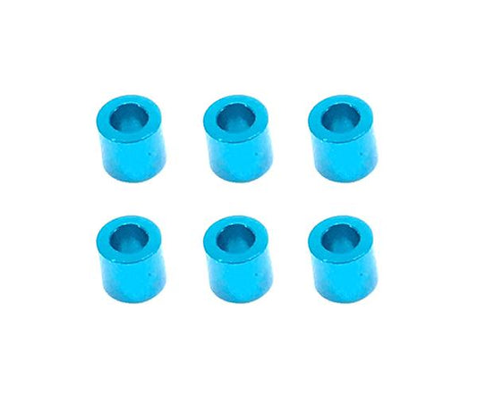 Square R/C M3 Aluminum Ball Stud Washers, 5mm Thick (Light Blue) 6 pcs.