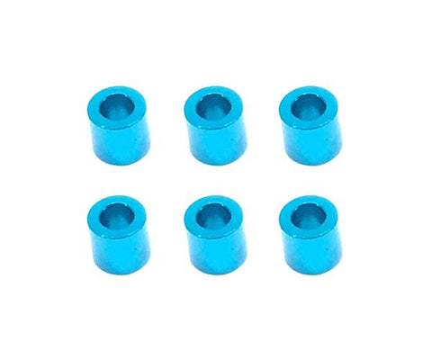 Square R/C M3 Aluminum Ball Stud Washers, 5mm Thick (Light Blue) 6 pcs.