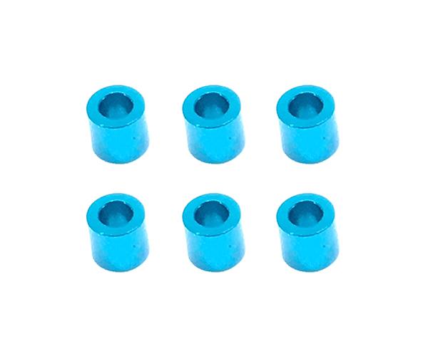 Square R/C M3 Aluminum Ball Stud Washers, 5mm Thick (Light Blue) 6 pcs.