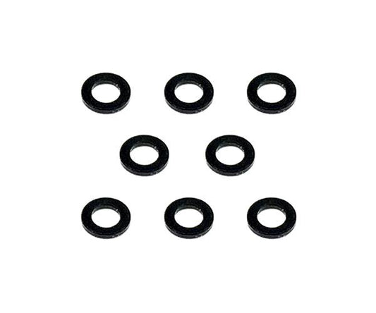 Square R/C M3 Aluminum Ball Stud Washers, 0.75mm Thick (Black) 8 pcs.