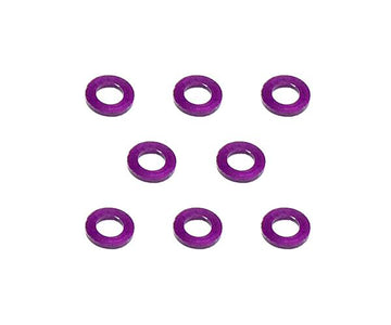 Square R/C M3 Aluminum Ball Stud Washers, 0.75mm Thick (Purple) 8 pcs.