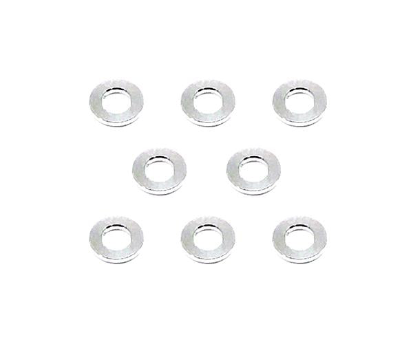 Square R/C M3 Aluminum Ball Stud Washers, 0.75mm Thick (Silver) 8 pcs.