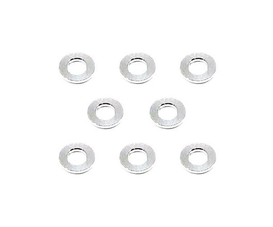 Square R/C M3 Aluminum Ball Stud Washers, 0.75mm Thick (Silver) 8 pcs.