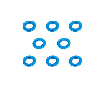 Square R/C M3 Aluminum Ball Stud Washers, 0.75mm Thick (Light Blue) 8 pcs.