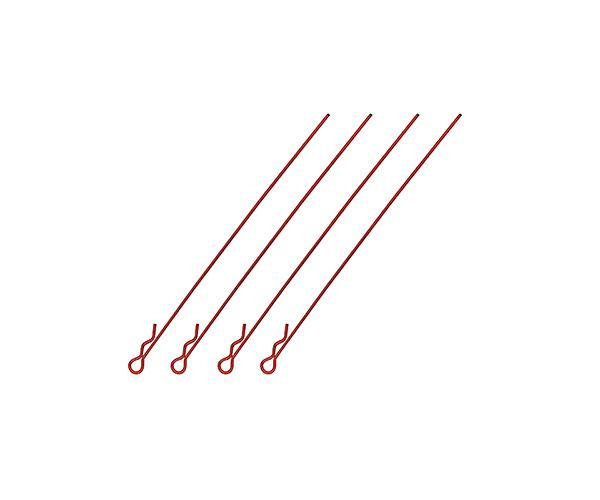 Square R/C Body Clips - Long, 110mm Length, Small Head (Red) 4 pcs.