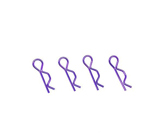 Square R/C Body Clips - 7mm (Purple) 4 pcs. for Most 1/10 Scale Vehicles