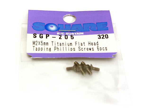 Square R/C M2 x 5mm Titanium Flat Head Phillips Screws (6 pcs.)