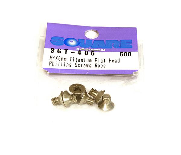 Square R/C M4 x 6mm Titanium Flat Head Phillips Screws (6 pcs.)