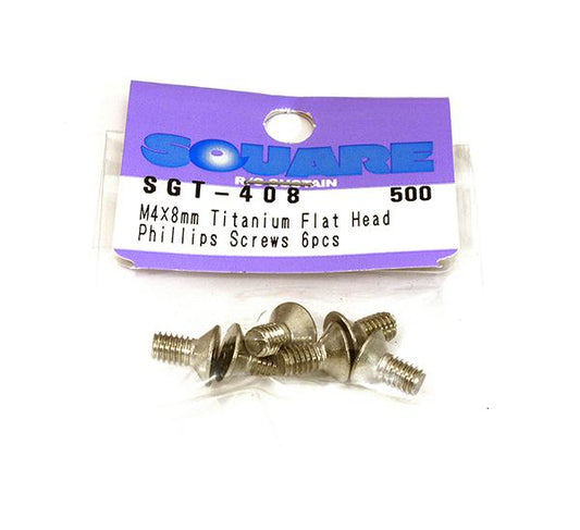 Square R/C M4 x 8mm Titanium Flat Head Phillips Screws (6 pcs.)