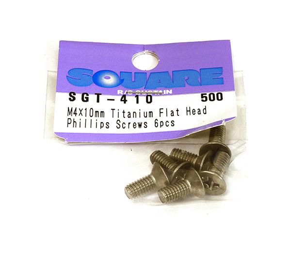 Square R/C M4 x 10mm Titanium Flat Head Phillips Screws (6 pcs.)