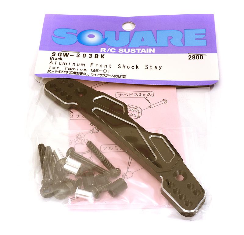 Square R/C Aluminum Front Damper Stay Black (Tamiya 1/18 G6-01)